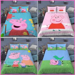 G13 Peppa Pig Anime 3in1 Bộ Chăn Ga Gối Chăn Ga Gối Phòng Ngủ Thoải Mái Có Thể Giặt Được Nhà Phù Hợp Với G13
