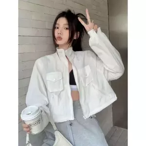 Áo khoác có cổ đứng ngắn, phong cách bảo hộ lao động mỏng và vừa vặn, chống nắng cho nữ