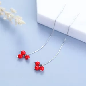 Bông tai bóng đỏ hợp thời trang tua rua nữ phù hợp