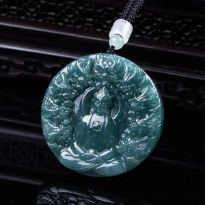 Mặt Dây Chuyền Ngọc Bích Màu Xanh, Thiết Kế Quán Thế Âm từ Thương Hiệu Cửu Long, Phù Hợp Nam Nữ