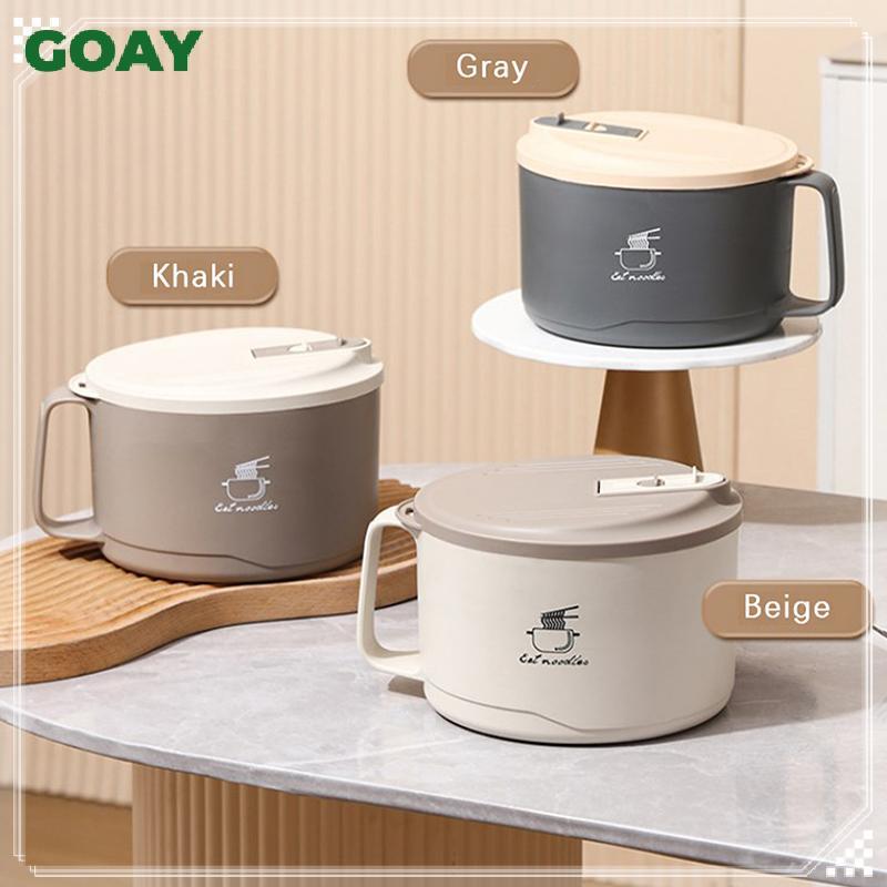 GOAY 304 Bát Xốp Inox Dung Tích Lớn Hai Lớp Chống Bỏng Hộp Cơm Trưa Có Bộ Đồ Ăn / Nắp Có Thể Thoát Nước Ramen Bát VN