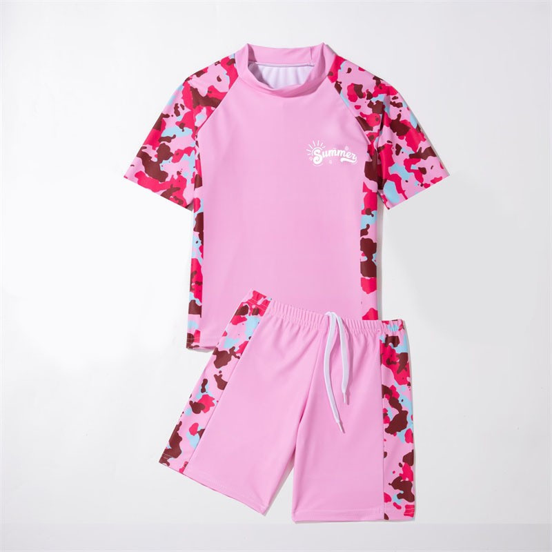 Đồ bơi trẻ em Unisex, Áo ngắn tay + Quần Short, Đồ bơi hoạt hình khô nhanh cho bé trai bé gái Lướt sóng