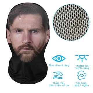 Lưới liền mạch đàn hồi Mặt nạ toàn mặt Mô phỏng Ronaldo Kanye Messi Cosplay Mũ Balaclava - SUNND