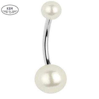 KBM 14G Nhẫn Rốn Ngọc Trai Pha Lê - FSSG