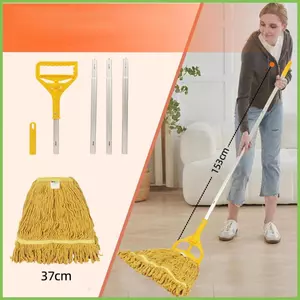 Cây Lau Nhà 4 Phần Vải Quét Có Thể Tháo Rời Lau Nhà Cotton Lau Sàn Cho Phòng Tắm Nhà Bếp Phòng Khách gelhvn