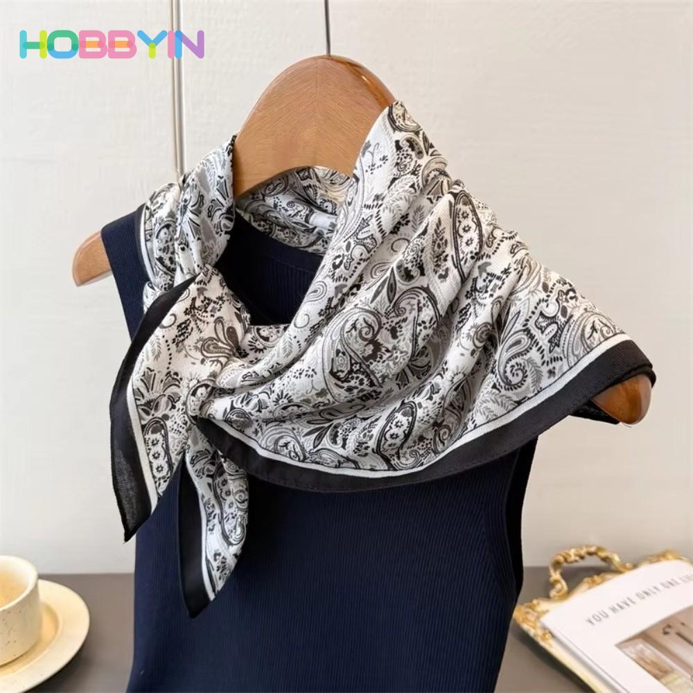 Khăn vuông HOBBYIN bằng cotton mềm mại, thời trang cho nữ, giữ ấm khi quàng cổ hoặc trùm đầu