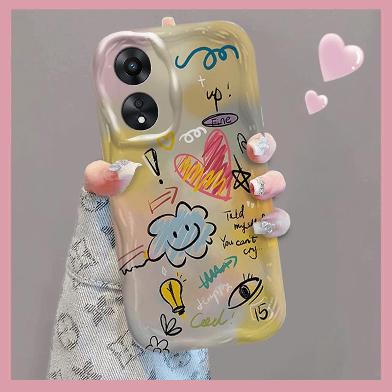 Ốp Silicon Hoạt Hình Cho OPPO A18 A38 A58 A60 A17 A17K 4G Điện Thoại Thông Minh 3D TPU Mềm Smile cloud Chống Sốc Ốp Điện Thoại
