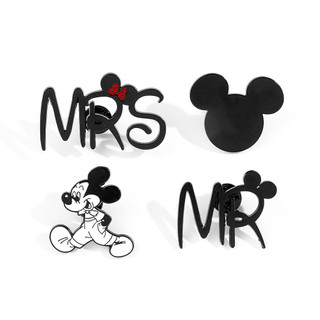 4 Cái / bộ Dễ Thương Chuột Mickey Đen Trắng Huy Hiệu Kim Loại Đầu Mickey Pin Trang Trí Trâm Cài