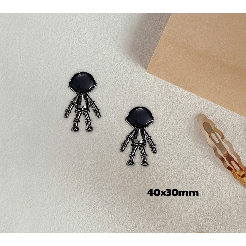 Set Charm Black Luxury Icon Cao Cấp, Charm Đen Đính Đá Sang Chảnh, Trang Trí Dép Túi Xách Phong Cách Thời Trang, Hot Tre
