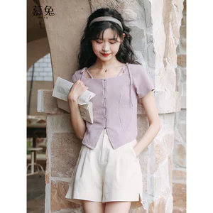 Mutu áo thun nữ phong cách Hồng Kông, ngọt ngào và cá tính, thiết kế slim-fit, phù hợp mùa hè