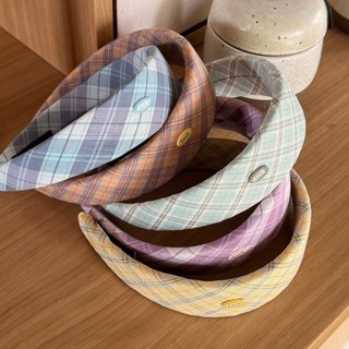 Kovoi / Retro Preppy Phong Cách Họa Tiết Băng Đô Ngọt Ngào Phù Hợp Với Kẻ Sọc Đầu Nữ Tính Cảm Giác Rộng Viền Bọt Biển Kẹp Tóc Cao Cấp