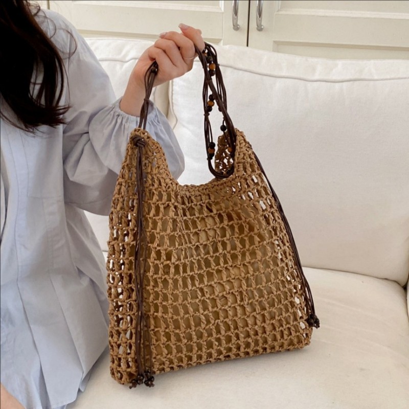 GC2 Túi tote dệt ống hút sức chứa lớn kỳ nghỉ đơn giản Túi đeo vai thông thường Túi du lịch thời trang CG2