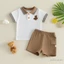 Bộ trang phục mùa hè cho bé trai Áo thun thêu gấu ngắn tay + Quần Short Bộ quần áo trẻ mới biết đi
