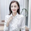 Thời Trang Nữ Dây Buộc Màu Tím Chắc Chắn Áo Dài Tay Nữ Công Sở Áo Sơ Mi Đồng Phục