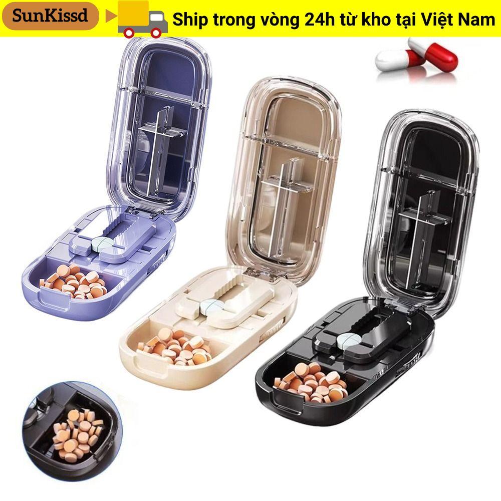 Hộp cắt thuốc SUNKISSD di động, chống bụi, cho thuốc nhỏ/lớn, kèm hộp lưu trữ