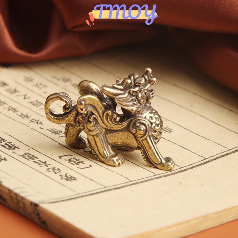 TMOY Tượng Tượng Hình Giàu Có Đồng Thau Trang Trí Thịnh Vượng Phong Cách Trung Hoa Trang Trí Qilin Rồng Lu Động Vật Phong Thủy Vintage TMOY