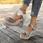 Kích Thước Lớn Thời Trang Nêm Gót Giày Sandal Phong Cách Bohemian Ren-Up Nơ Gai Dây Đi Biển Cá Miệng Cao Gót Sandal S3EX