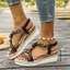 Size Lớn Một Dòng Bohemian Phong Cách Dân Tộc Thông Thường Dép Miệng Cá Đế Dày Nêm Bao Chân Dép Thời Trang RB7M