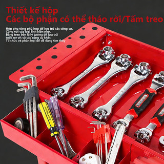 Xe đẩy dụng cụ đồ nghề 3 tầng Bộ kệ đẩy dụng cụ sửa chữa có tay cầm và bánh xe xoay 360 độ sắt có thể chịu được 450kg