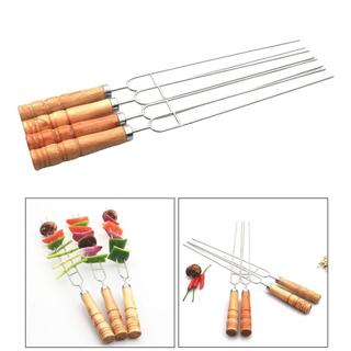 LOVIVER Bộ 6 que nướng BBQ bằng thép không gỉ Kabob xiên nướng ngoài trời, 42cm, tái sử dụng, chống trượt, dành cho gà và rau củ Shish Kebab