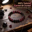 Vòng tay đính cườm Garnet tự nhiên Unisex - Pha lê đen & đỏ đậm - Miếng đệm bạc - Phong cách cổ điển thủ công