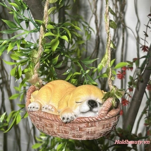 Đồ trang trí tượng chó trong vườn Đồ trang trí bằng nhựa dễ thương sáng tạo cho hàng rào bãi cỏ sân hiên