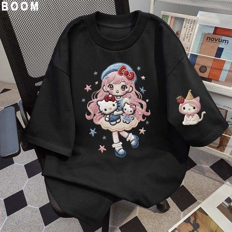 Áo thun chữ thêu nữ kiểu hàn quốc form rộng tay lỡ cổ tròn cotton mát - hè hot trend in cách dễ thương- Local brand #07