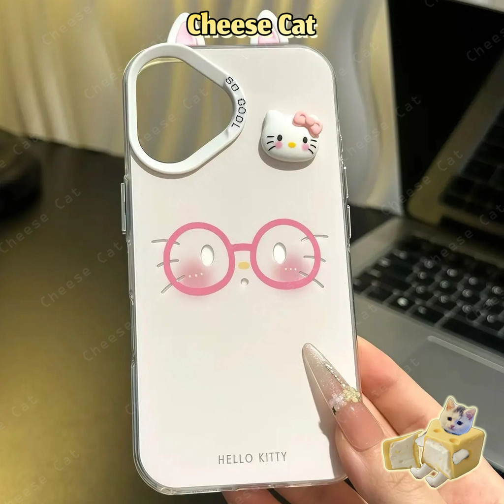 Dễ Thương Daze Kitty Hồng Khung Tai Mèo Ốp Lưng Điện Thoại iPhone 16 15 14 13 12 11 17 Pro Max Xs Max XR 16E 7Plus
