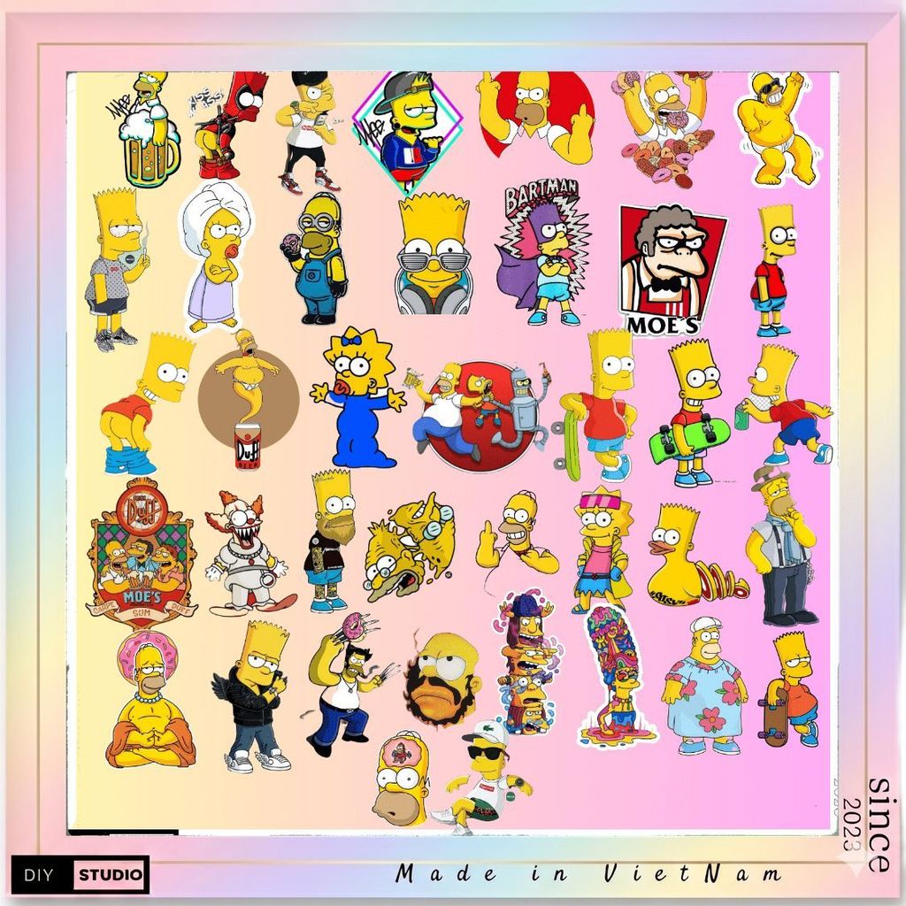 100 Nhãn Dán The Simpsons Sticker Hoạt Hình Gia Đình Simpson Chống Thấm Nước Trang Trí Mũ Bảo Hiểm, Ván Trượt, Xe, Sổ