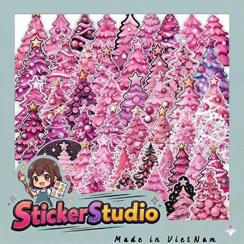 set  hình sticker noel lớn kích thước 8-10cm trang trí noel 2025