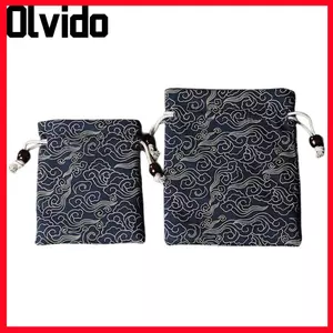Túi đựng đồ trang sức OLVIDO, Túi hạt vòng tay chống bụi bằng vải lanh, Túi dây rút di động phong cách đa năng Đồ chơi văn hóa