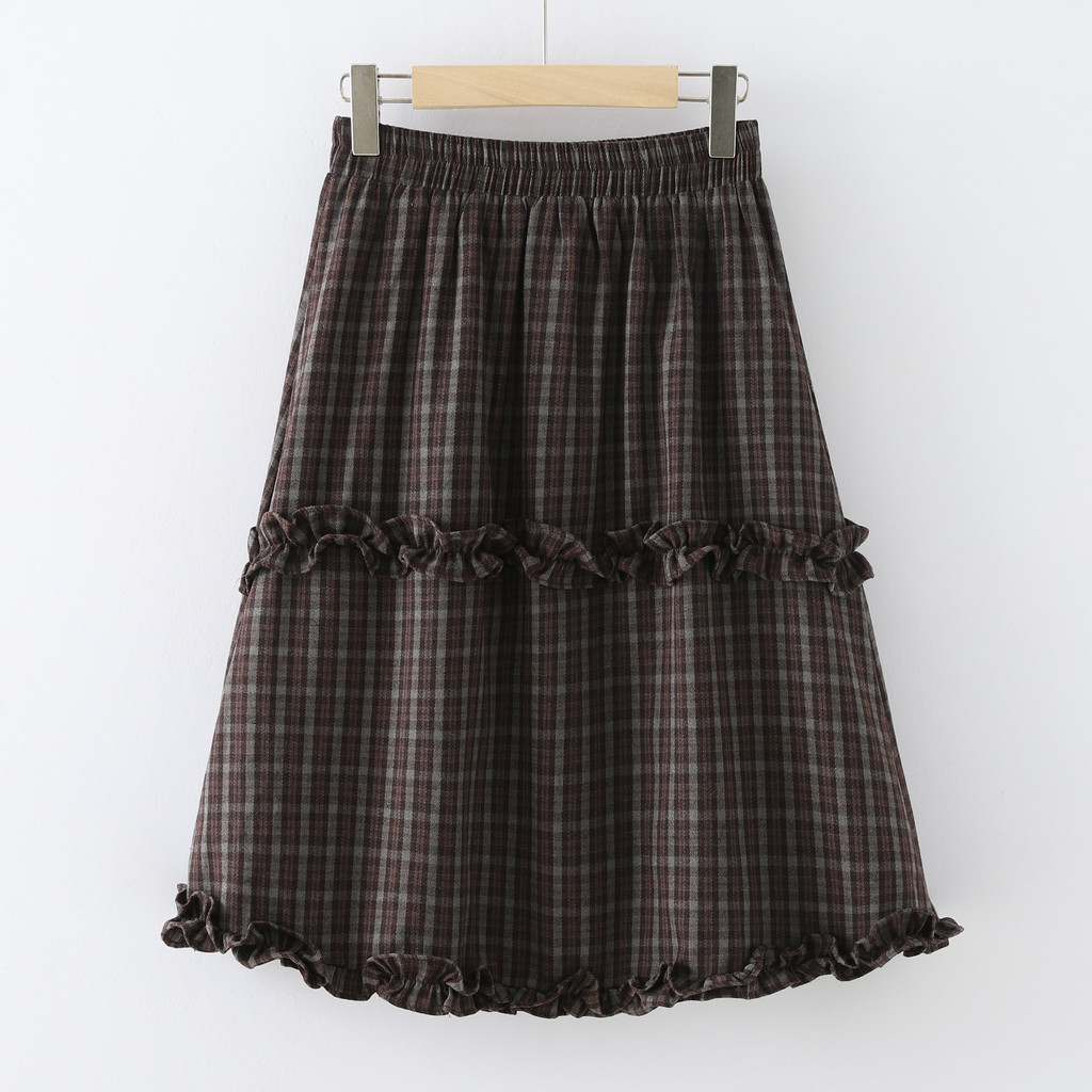 Áo sơ mi nữ 100% cotton và váy chữ A cổ điển, viền kẻ sọc, cạp cao