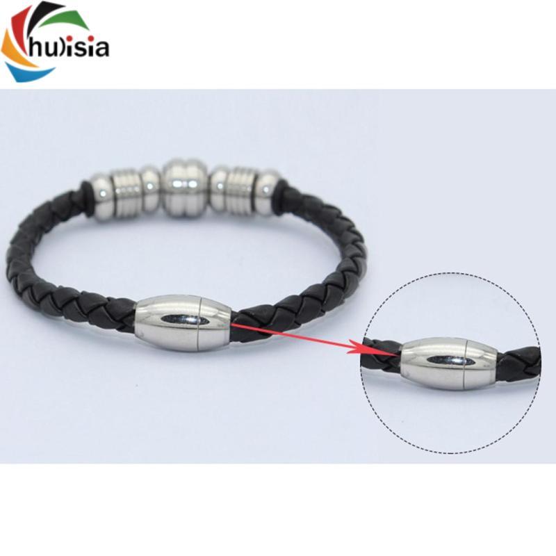 Dây da dệt bện dây da cho vòng tay Vòng cổ thủ công màu đen