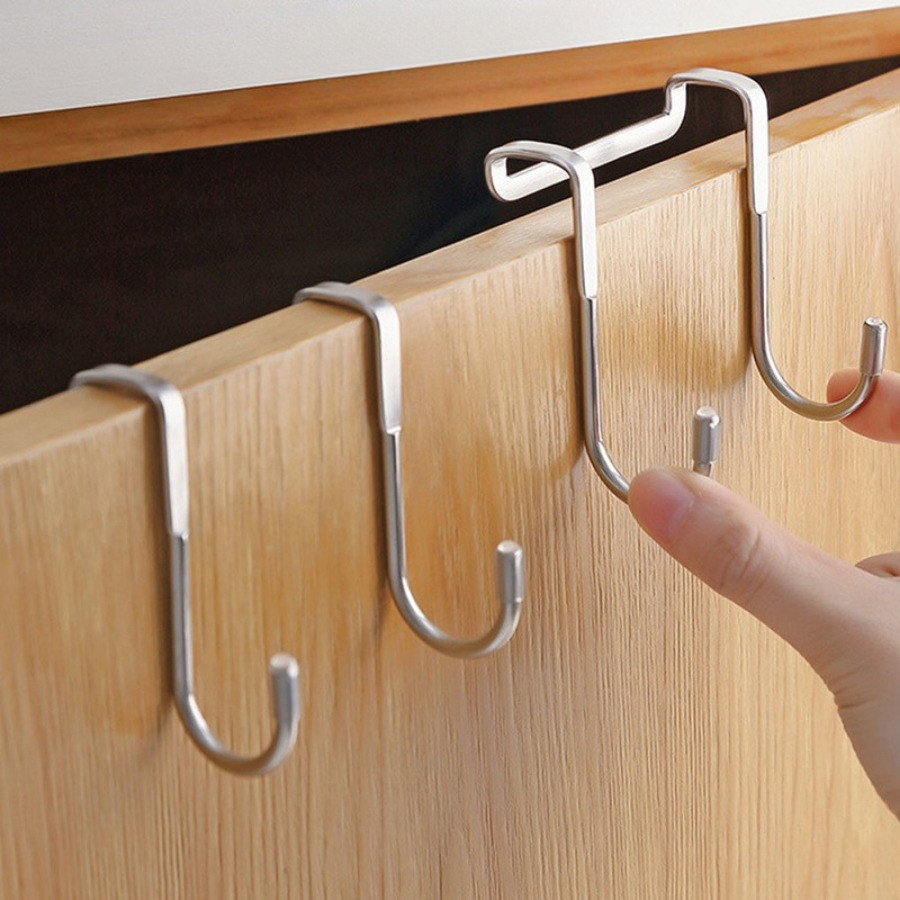 Combo 5 Móc Inox Đa Năng, Móc Đôi Treo Đồ Hình Chữ S, Móc Gài Sau Cánh Tủ Bếp, Tiện Dụng Trong Không Gian Bếp