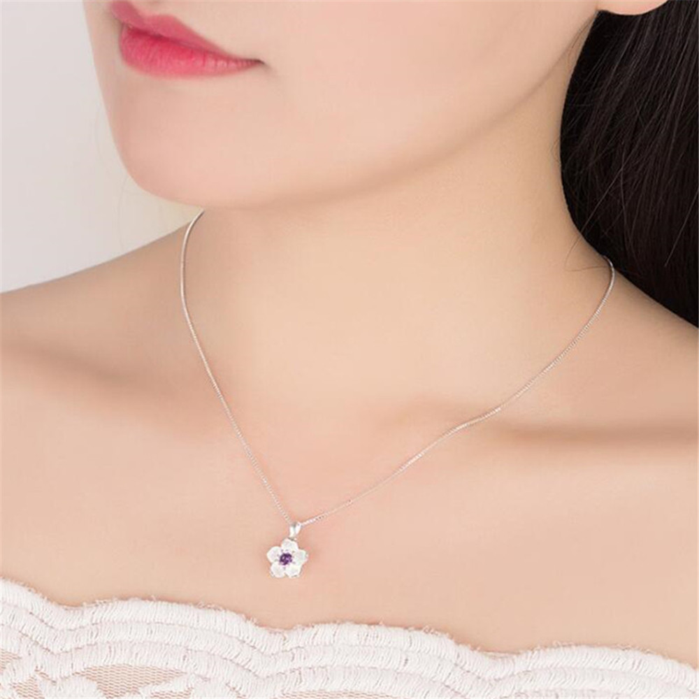 Bạc 925 Vòng Cổ Hình Hoa Hồng Anh Đào, Mặt Dây Chuyền Sang Trọng và Dễ Thương