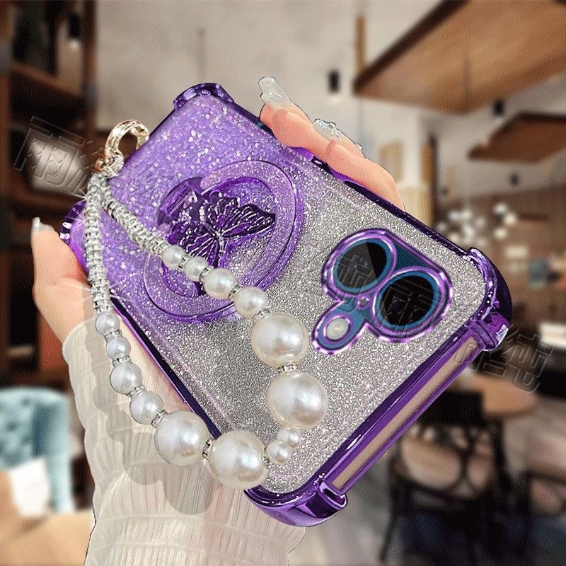 Ốp Xích Ngọc Trai Giá Đỡ Bướm Cho Vivo S16 PRO V27 PRO S16E S19 S19PRO S20 S20pro S30 S30promini Vỏ Điện Thoại Mềm Bảo Vệ Chống Rơi