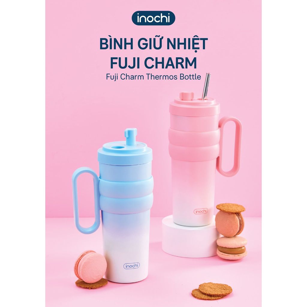 [NEW] Bình giữ nhiệt FUJI CHARM Inochi 750ml có 5 lớp cách nhiệt, lõi phủ sứ kèm ống hút inox có nắp đậy