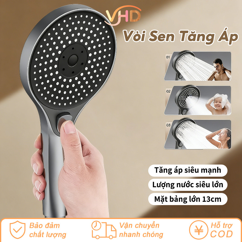 Vòi Sen Tăng Áp Siêu Mạnh - 3 Chế Độ Nước, Tích Hợp Bộ Lọc Nước Đảm Bảo An Toàn Khi Sử Dụng