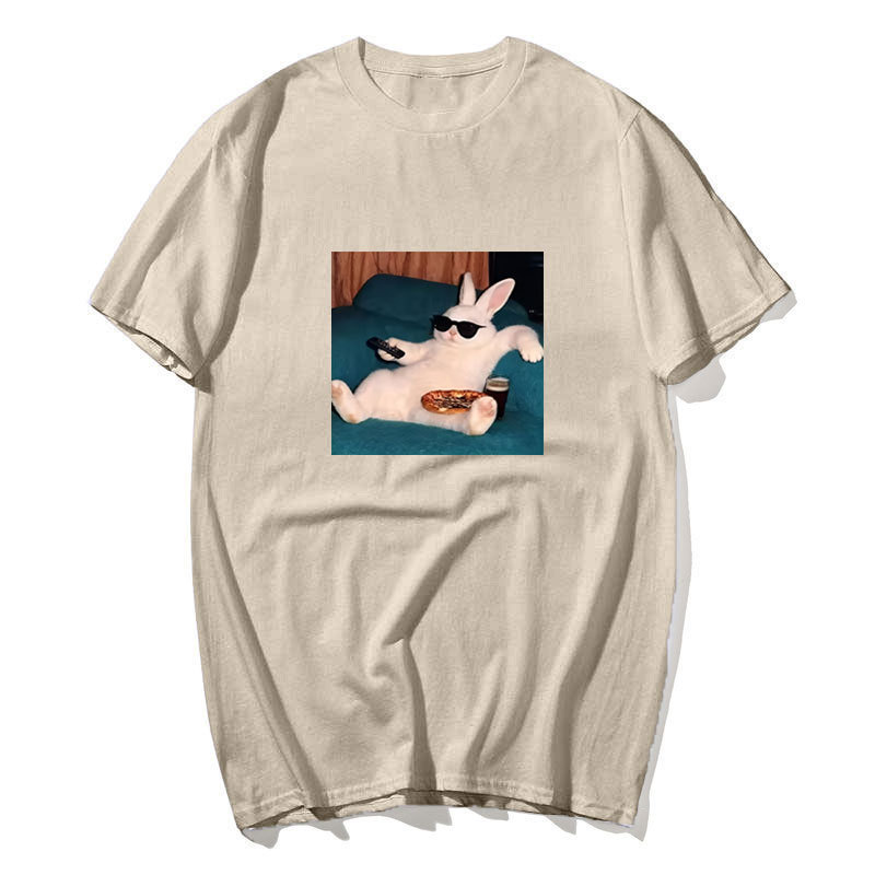 Lười Bunny Meme Thỏ 100% Cotton, thời trang đường phố