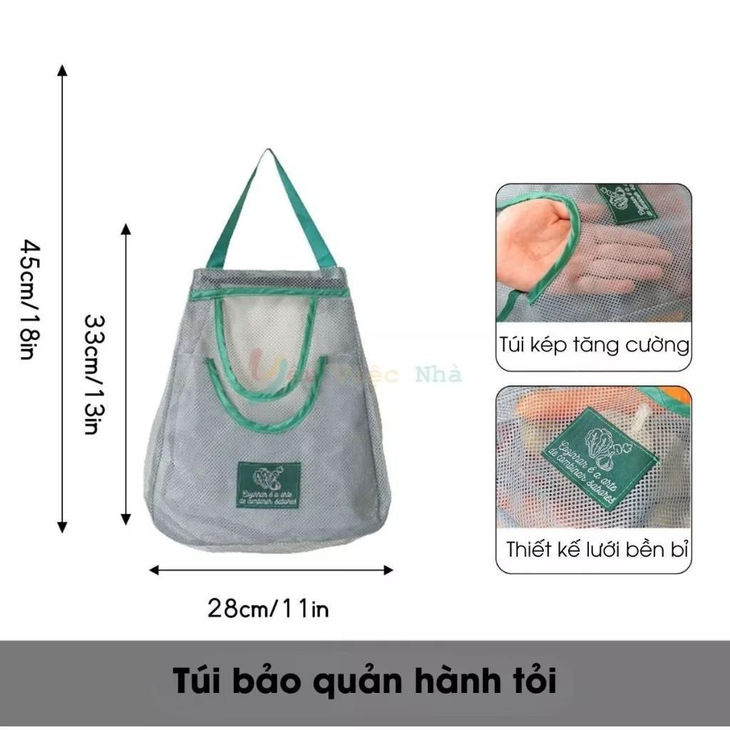 [Tặng Móc Treo] Túi Lưới 2 Ngăn Đa Năng Đựng Đồ Khô Treo Nhà Bếp, Túi Lưới Đựng Bảo Quản Hành Tỏi Ớt Rau Củ Quả
