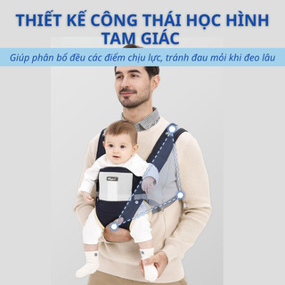 Địu Em Bé Chống Gù Với 9 Tư Thế Nhẹ Nhàng Myd.23 Chất Liệu An Toàn Thoáng Khí Cho Bé Từ 0-36 Tháng