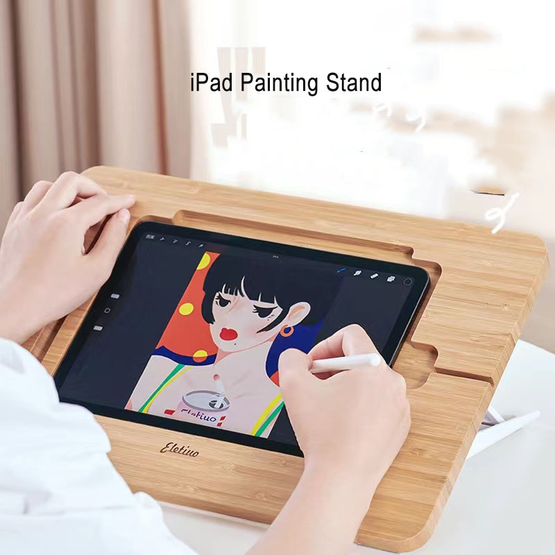 Giá đỡ IPad tre có thể gập lại nhiều góc có thể điều chỉnh để vẽ – Giá đỡ máy tính bảng đa năng Tương thích với thiết bị 11 "-12,9"