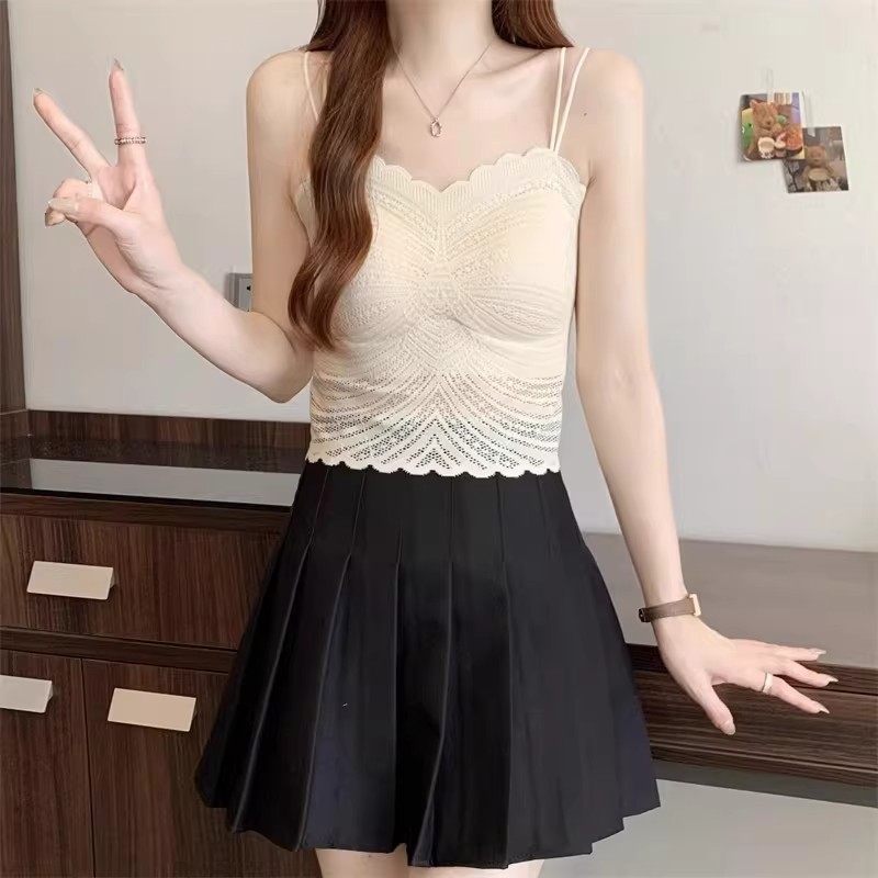 Quần lót ren rỗng dành cho nữ không có vòng thép có đệm ngực Áo ngực lưng đẹp
