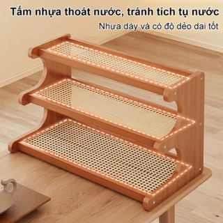 Kệ Đựng Ly Cốc Chất Liệu Gỗ Đan Mây Cao Cấp, Giá Đựng Đồ Để Bàn Decor Trang Trí Bàn Làm Việc