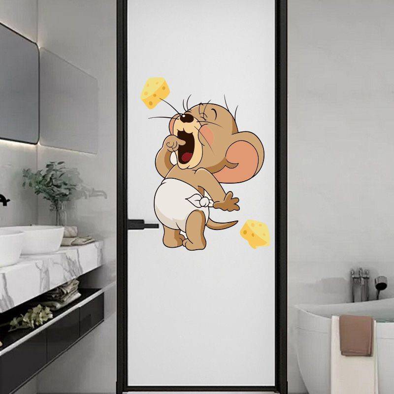 Mèo Và Chuột Miếng Dán Hoạt Hình Vệ Sinh Phòng Tắm Miếng Dán Cửa Bếp Kính Chống Thấm Nước Dán Tường Chính Hãng Dễ Thương Trọn Bộ