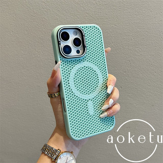 Lưới tản nhiệt thoáng khí khung kim loại Vỏ điện thoại từ tính thích hợp cho iPhone 11 12 13 14 15 16 Pro Max Bao gồm tất cả vỏ cứng silicon chống rơi