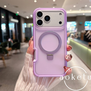 Ốp điện thoại từ tính giá đỡ vợt màu tím mơ mộng sang trọng phù hợp cho iPhone 13 14 15 16 17 Pro Max da cảm giác bán trong suốt toàn diện chống rơi