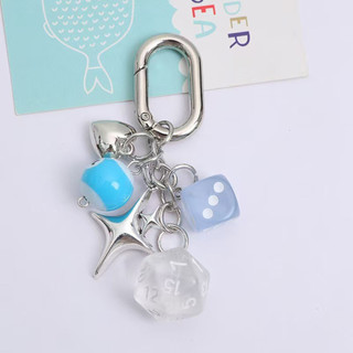 Mặt dây chuyền handmade vàng tím xúc xắc, quyến rũ mang lại may mắn, thích hợp trang trí túi xách