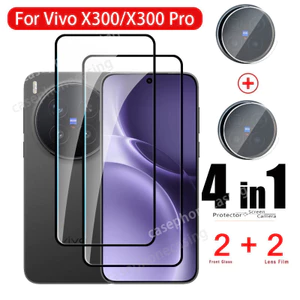 Kính Cường Lực 4in1 Cho Vivo X300 X200 Pro Mini X200 FE X300Pro X200ProMini X200FE Bảo Vệ Màn Hình Chống Trầy Xước Độ Cứng 9H Full Cover Kính Cường Lực Trong Suốt Phim Bảo Vệ Phim HD
