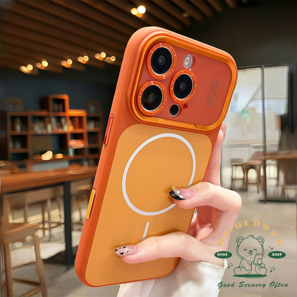 【 Ốp lưng iPhone17 】 Vỏ điện thoại từ tính chống rơi màu cam iphone17 Pro Max 16 15 14 13 cho vỏ iPhone vỏ mềm silicon TPU chống sốc